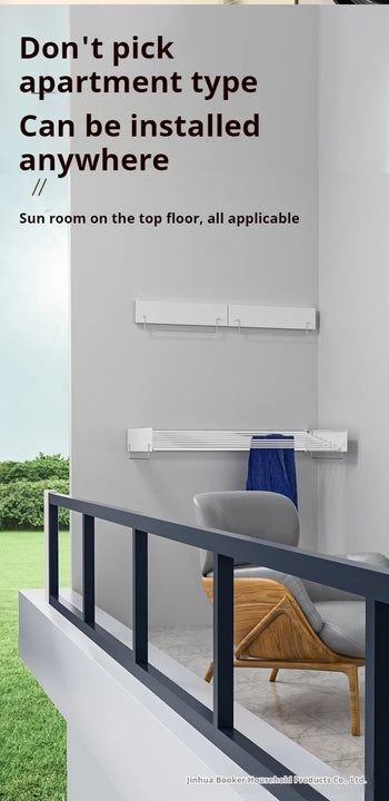 Indoor Folding Clothes Hanger Wall Hanging Invisible Drying Rack  Balcony Clothesline Pole Hanger Towel Rack