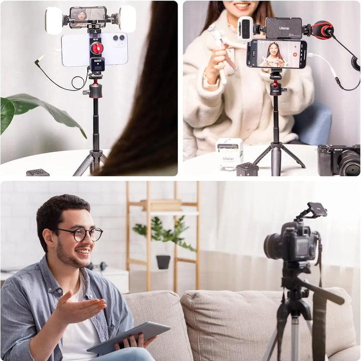 Ulanzi ST-27 Universal Metal Mobile Phone Clip With 1/4 Screw Cold Mount Flip Mirror For Bracket Selfie Tripod Stand Mount Clamp