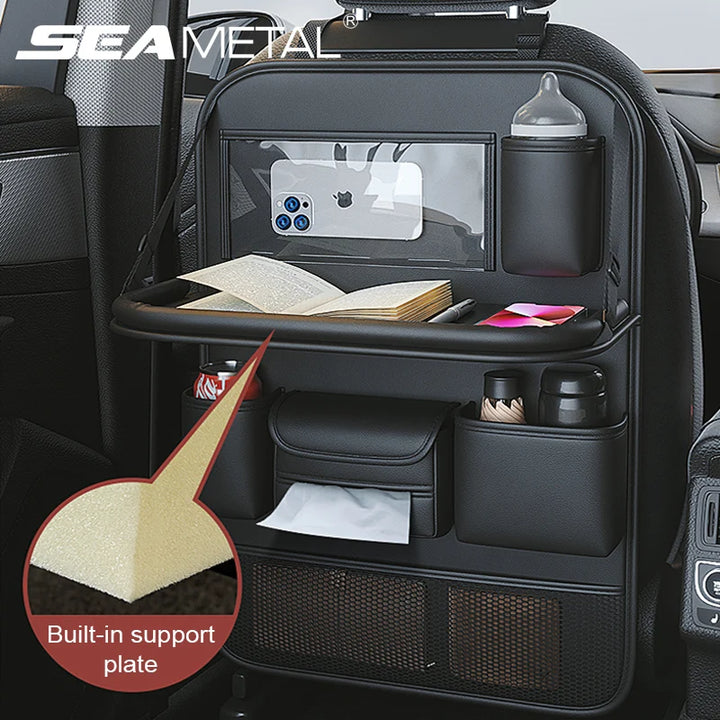 SEAMETAL Car Backseat Storage Bag Multi-Pockets Seat Back Organizer with Foldable Tablet Tray Large Capacity Storage Organizer