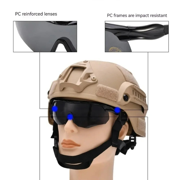 Military Tactical Goggles CS Airsoft Windproof Shooting Glasses HD 3 Lens Motocross Motorcycle Mountaineering Safe Glasses