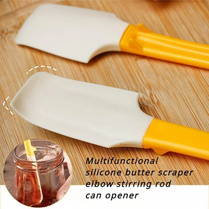 Multi-functional Silicone Butter Knife Scraper High Temperature Resistant Elbow Stirring Stick Can Opener Baking Jam Spatula