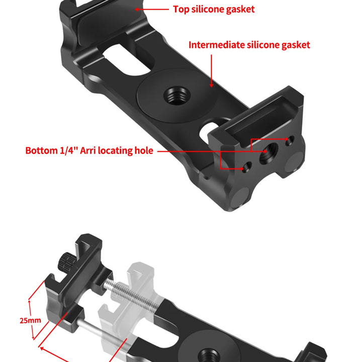 U Clip Phone Holder Extendable 62-87mm Width Clamp Cold Shoe Mount 1/4" ARRI for iphone Camera Cage Phone Stand Tripod Bracket