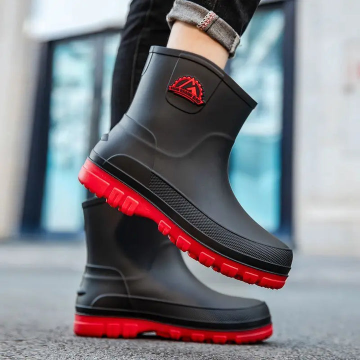 Rain Boots Mens Cropped Rain Boots Non-slip Waterproof Car Wash Work Fishing Water Shoes Thick-soled Wear-resistant Rubber Shoes