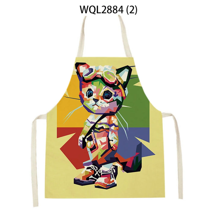 Creative Abstract Geometry Animal Printed Kitchen Aprons Baking Cooking Accessories Dog Koala Bear Pattern Apron Cleaning Tools