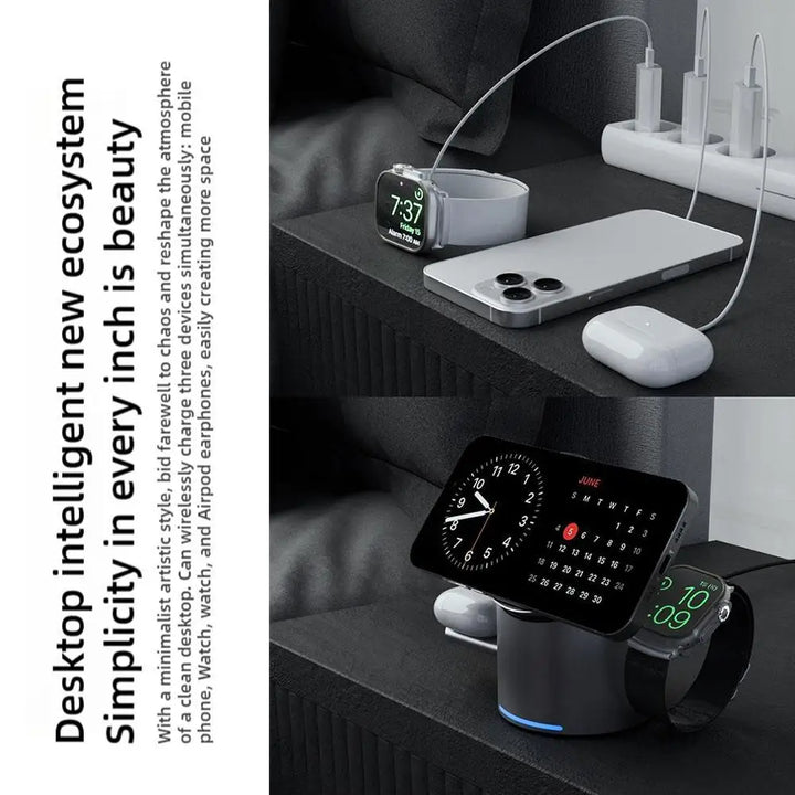 3 In 1  Metallic Folding Magnetic Wireless Charger For Qi2 15W Metal Fold Fast Charging Stand For Apple Watch Fast Charging Stat