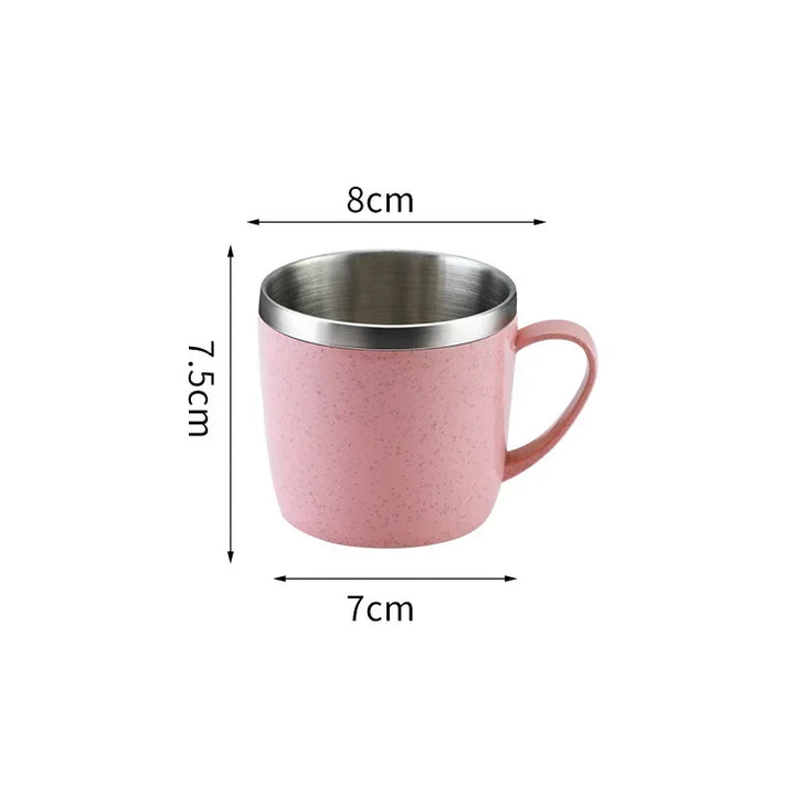 1PC Household Anti-scalding and Anti-falling Coffee Milk Cup Tea Cup Stainless Steel Straw Element Small Water Cup