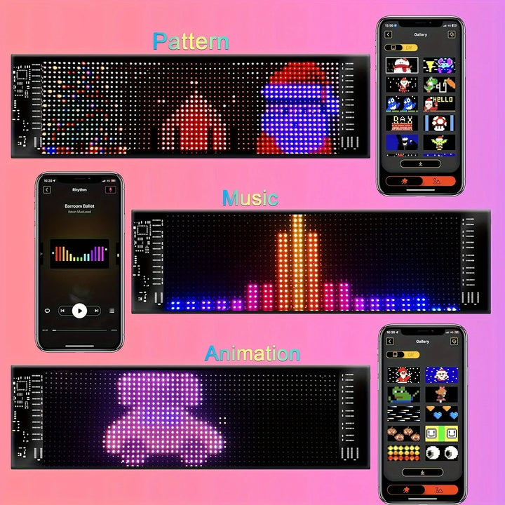 Flexible Addressable RGB LED Matrix Pixel Panel Scrolling Text Animation APP&Remote Control Pattern Display Customizable Sign