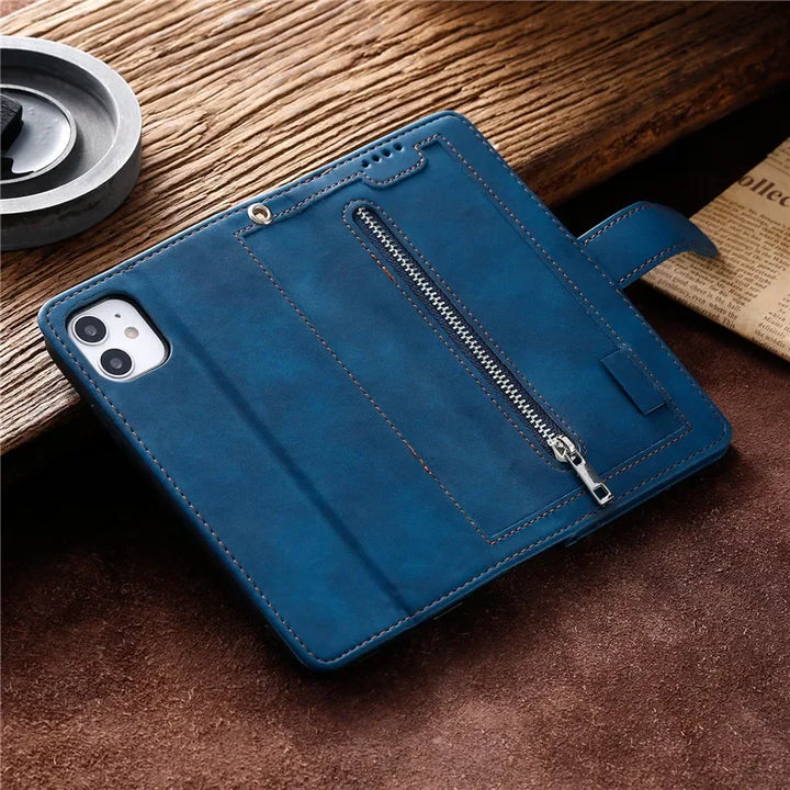 Zipper Wallet Case For Oneplus 12 11 11R 10T 10R 5G Multi 9-Card Slot Leather Flip Cover For One Plus 10 Pro 9 9R 8 8T 7 7T 6 6T