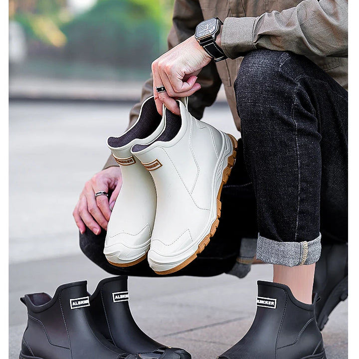 New Winter Cotton Mans Shoes Casual Men's Rain Boots Pvc Waterproof Rubber High Quality Mens Chef Fishing Shoes Size Plus 39-48