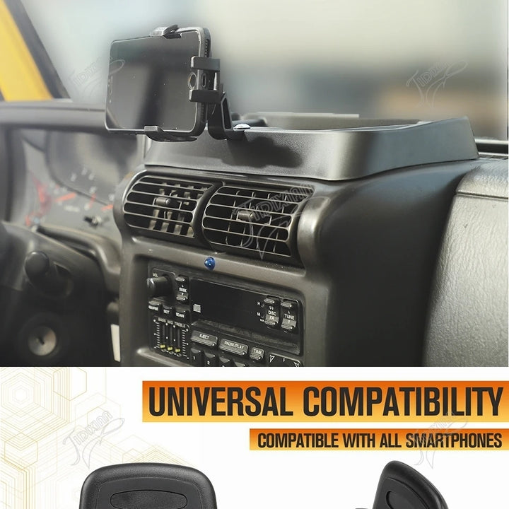 JIDIXIAN Car Center Console Storage Box Mobile Phone Holder Tablet Stand for Jeep Wrangler TJ 1997-2006 Interior Accessories