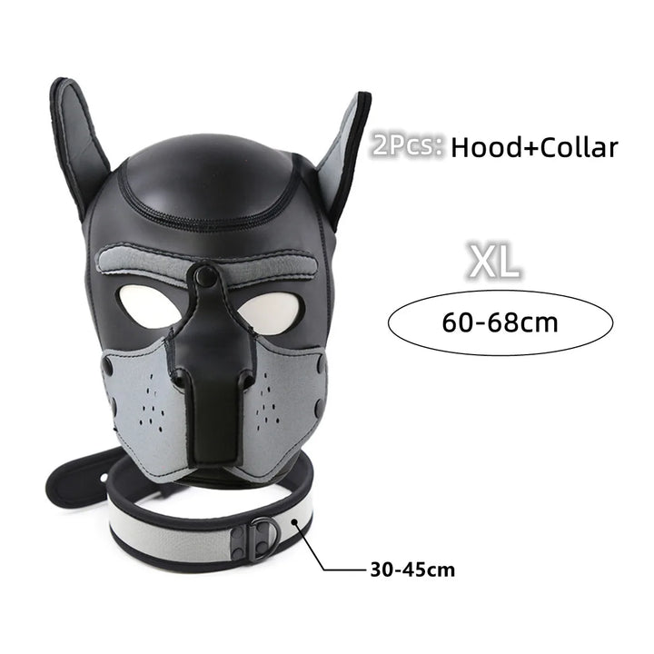 Puppy Cosplay Costumes of XL Code Brand New Increase Large Size Padded Rubber Full Head Hood Mask with Collar for Dog Roleplay