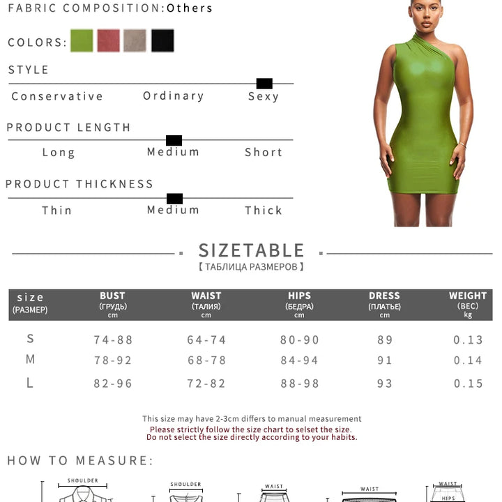 Nibber Shiny Solid Mini Dress Women Fashion Sexy Diagonal Collar Sleeveless Body-Shaping Pag Hip dresses Female Streetwear