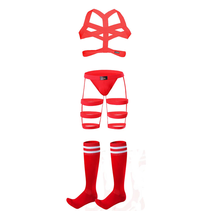 Sexy Mens Jockstrap Thigh Suspender Briefs With Bandage Belt Male Erotic Fetish Costume Strap Lingerie Body Harness Stockings