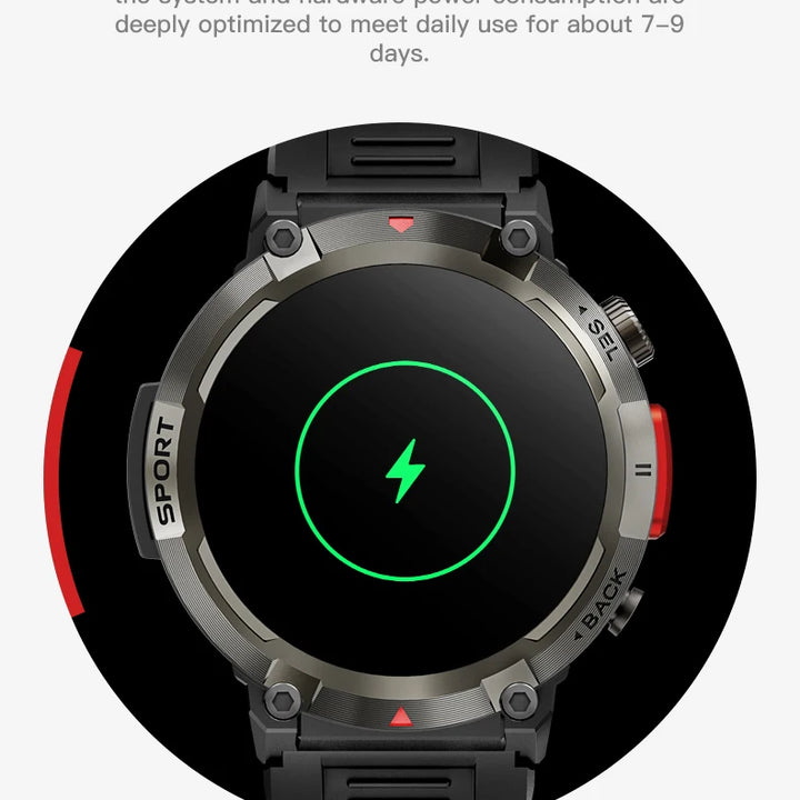 LIGE New Men SmartWatch Military With LED Flashlight Sport Tracker Waterproof Bluetooth Call For Huawei Xiaomi Smart Watch Men