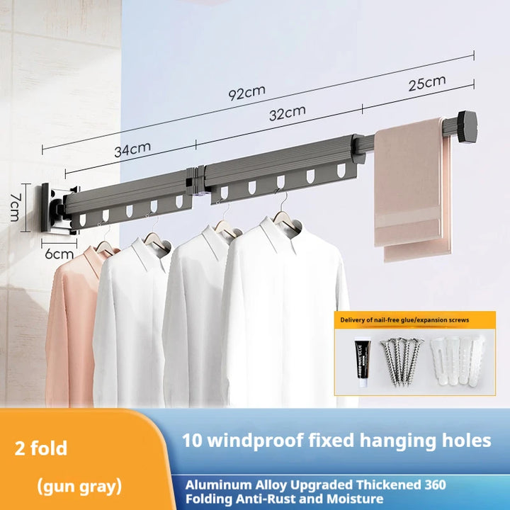 Folding Clothes Hanger Indoor Retractable Suction Wall Space Saving Home Laundry Clothes Drying Rack Home Laundry Clothes Rack