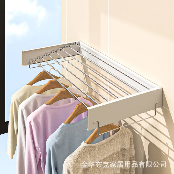 Indoor folding clothes hanger wall mounted invisible clothes hanger balcony hanging clothes pole hidden towel rack