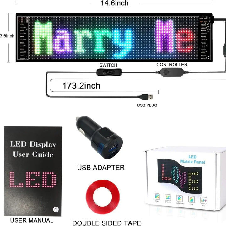 Flexible Addressable RGB LED Matrix Pixel Panel Scrolling Text Animation APP&Remote Control Pattern Display Customizable Sign