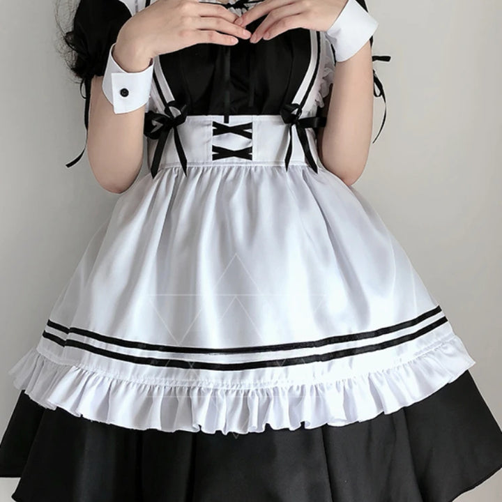 ZSYEARTH Maid Costumes Women Cosplay Black White Lolita Cute Dress Sexy French Uniform Cafe Party Club Skirt Female Role Playing