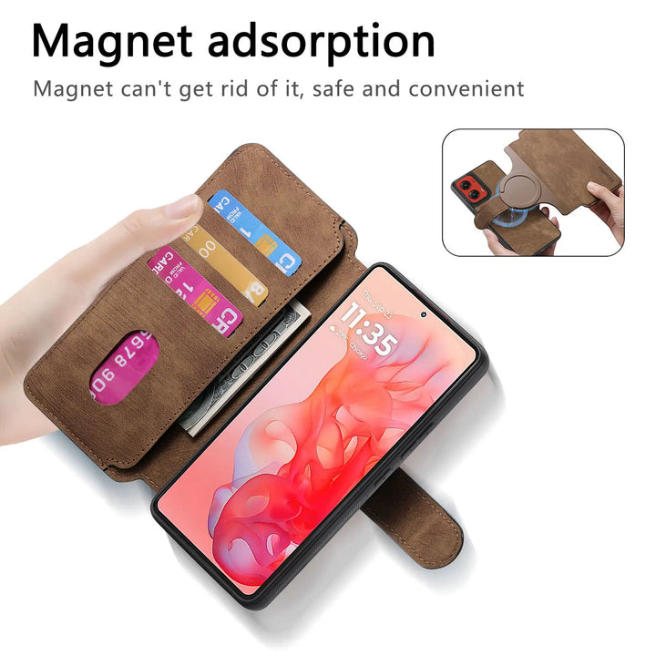 Leather flip magnetic suction detachable Back Cover For Motorola Moto G Stylus 5G (2024) 6.7 "Card slot wallet shockproof Case