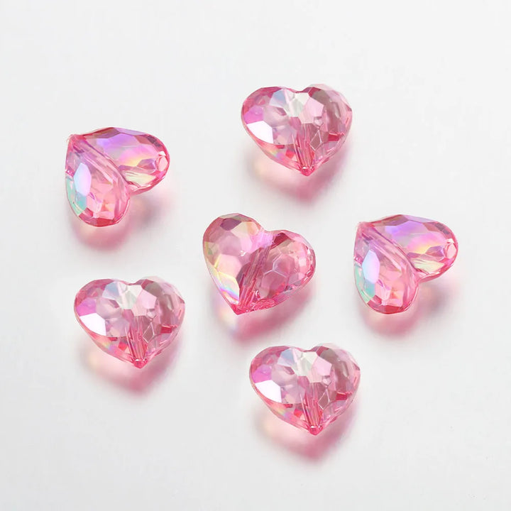 20pcs Acrylic Love Heart Beads Shiny Mix AB Color Large Crystal Loose Spacer Beads for Necklace Bracelet Pendant Jewelry Making