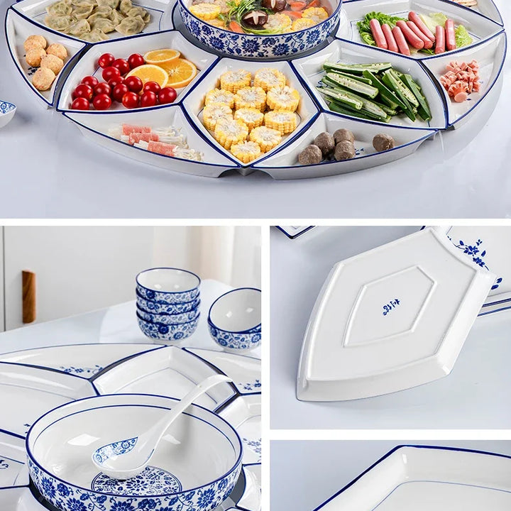 Set plate, net red set, set plate, tableware combination, ceramic dishes, dishes, round tables, dishes, creative household