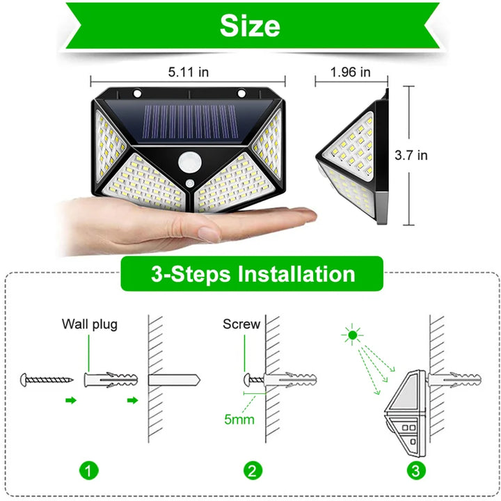 12 Pack Solar Lights Outdoor Wireless 100 LED Solar Motion Sensor Lights Waterproof Security Wall Lighting Outside for Backyard