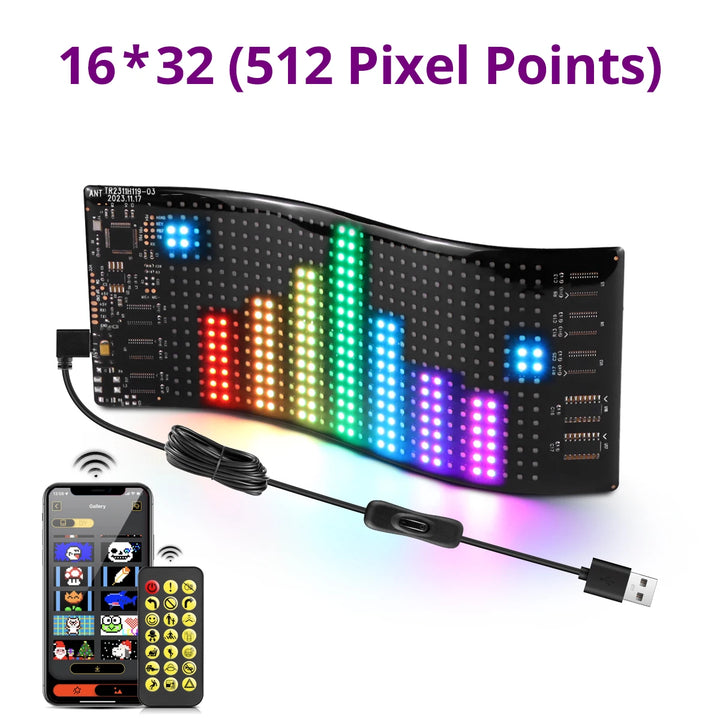 Bluetooth Smart USB LED Strip Pixels Matrix Display Sign RGB Car Advertising Light Programmable Scrolling Text Animation Pattern