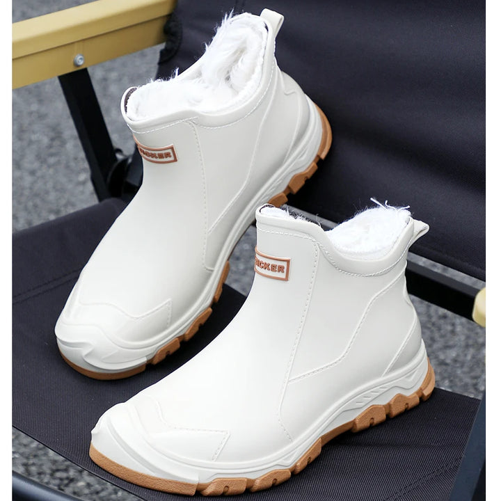 New Winter Cotton Mans Shoes Casual Men's Rain Boots Pvc Waterproof Rubber High Quality Mens Chef Fishing Shoes Size Plus 39-48