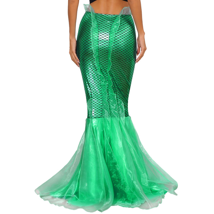 Women Ladies Shiny Sequined Mermaid Tail Skirt Party Photography Cosplay Costume Long Mermaid Tail Halloween Theme Party Dress