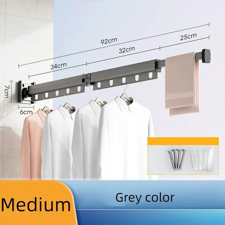 Folding Clothes Hanger Wall Mounted Retractable Cloth Drying Rack Indoor Outdoor Space-saving Aluminum Alloy Laundry Clothesline