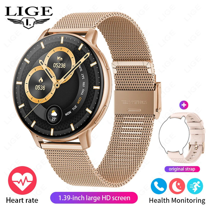 LIGE Fashion Smartwatch For Men Women Bluetooth Call Waterproof Sports Fitness Watches Blood Oxygen Healthy Women Smartwatch Man