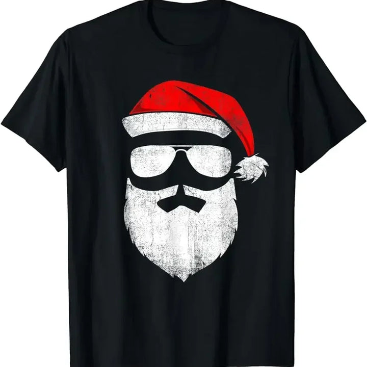 New Christmas T-Shirt for Men Bigfoot Santa Claus Letter Lights Graphic Printed Women Mens Cotton T-shirt Street Party Clothing