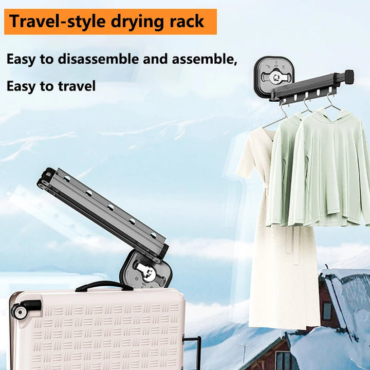 Wall Mounted Clothes Hanger Foldable Telescopic Coat Hangers No Punching Clotheshorse Indoor Balcony Simple Drying Clothe Rack