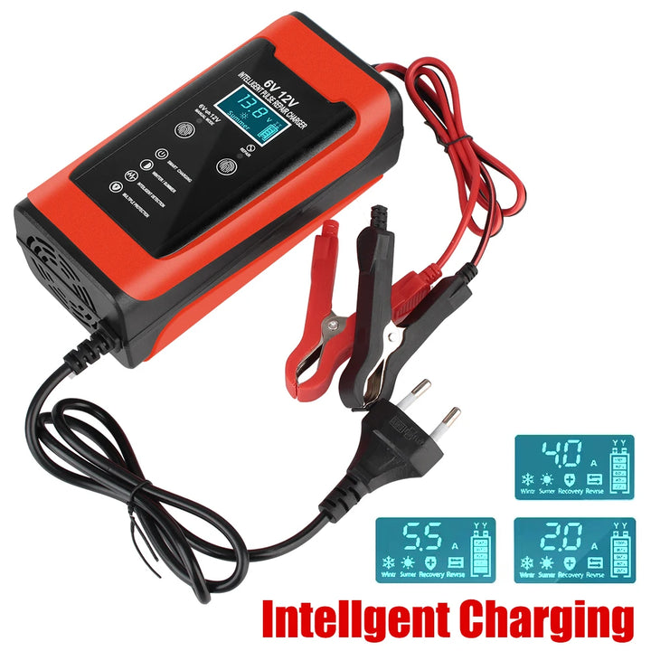 6V 12V 6A Car Battery Chargers 110-220V US EU Plug Intelligent Pulse Repair For Lead Acid Batteries Motorcycle Charger S1 12V/2A