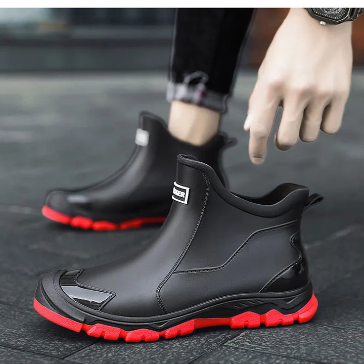 Men's Rain Boots Outdoor Casual Men Ankle Hiking Fishing Water Shoes Waterproof Work Boot Personality Non-slip Male Footwear