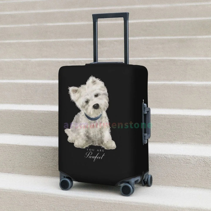 White Terrier Dog Luggage Cover Suitcase Protector Thicken Elasticity Dust Covered Anti-scratch Protective Case 18-32 Inch