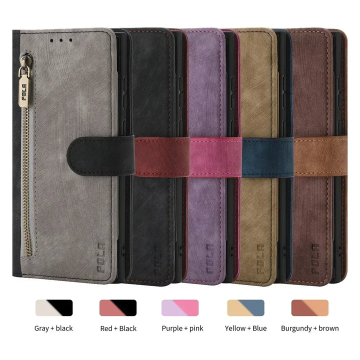 For Motorola G14 G54 G84 G34 G24 G04 5G Zipper Wallet Leather RFID Case For Moto G54 Power G04S G13 G23 G53 G73 G53Y G53J Cover