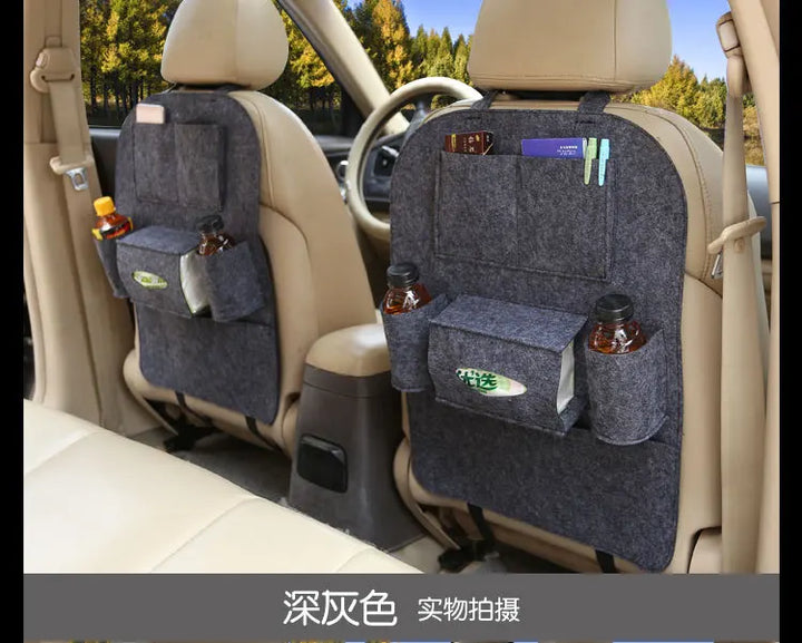 Universal Car Back Seat Storage Bag Organizer Trunk Elastic Felt Storage Bag 6 Pockets Organizer Hanging Car Accessories 40*56CM