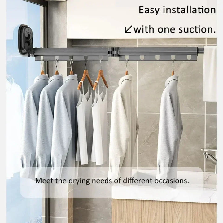 Folding Clothes Hanger Indoor Retractable Suction Wall Space Saving Home Laundry Clothes Drying Rack Home Laundry Clothes Rack