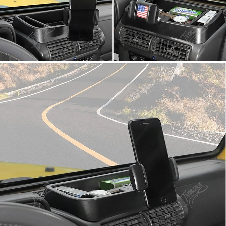 JIDIXIAN Car Center Console Storage Box Mobile Phone Holder Tablet Stand for Jeep Wrangler TJ 1997-2006 Interior Accessories