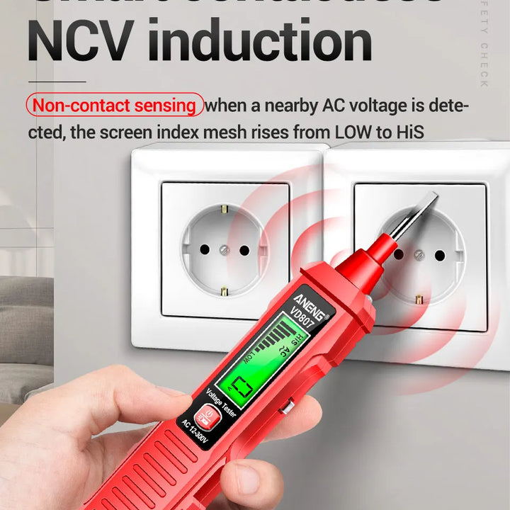 ANENG VD807 One-word Induction Portable 50/60Hz Smart Electric Pen Tester NCV Sensor AC 12-300V Non-contact Wire Detector Tools