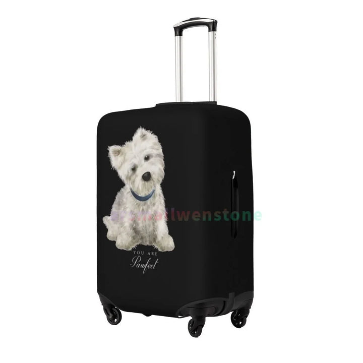 White Terrier Dog Luggage Cover Suitcase Protector Thicken Elasticity Dust Covered Anti-scratch Protective Case 18-32 Inch