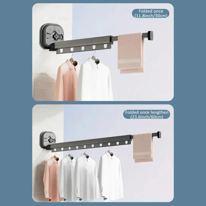 Folding Clothes Hanger Indoor Retractable Suction Wall Space Saving Home Laundry Clothes Drying Rack Home Laundry Clothes Rack