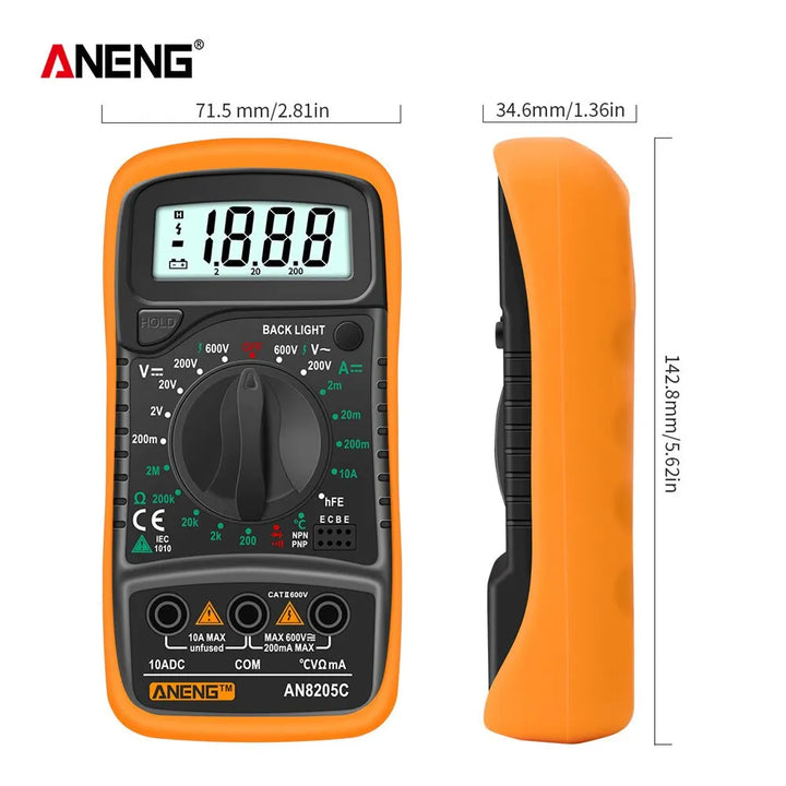 ANENG AN8205C Digital Tester AC/DC Ammeter Multimeter Volt Ohm Multimetro Meter With Thermocouple LCD Backlight Portable Tools