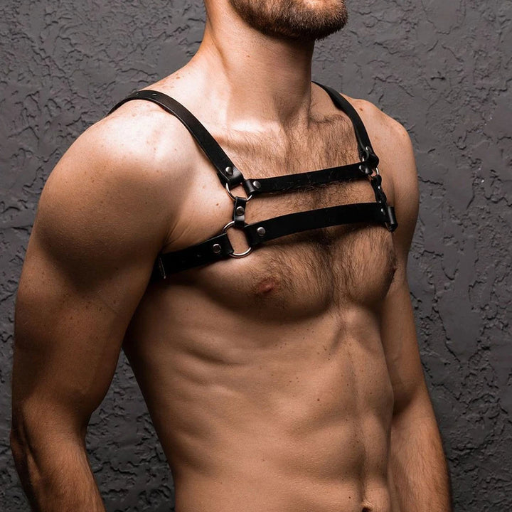 Men PU Leather Sexy Chest Body Harness Corset Straps Lingerie Bondage Clubwear Costume Casual Tight Fitting Erotic Men's Tops