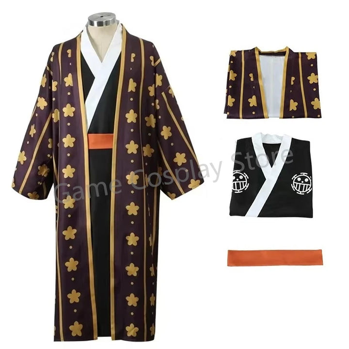 Trafalgar Law Cosplay Costume Anime Figures Digital Printing Kimono Uniform Full Set Halloween Carnival Party Suit Man