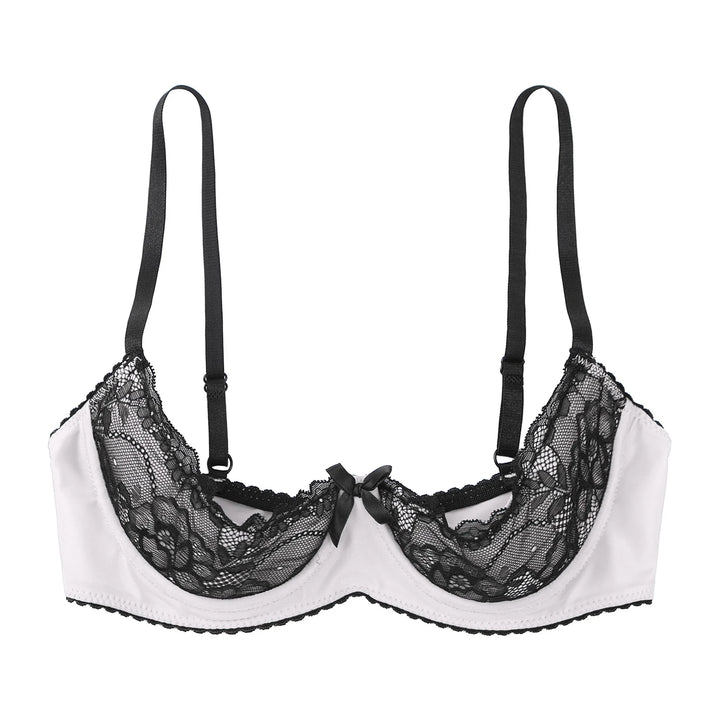 Sexy Lace Bra Women's Lingerie Underwire Half Cup Push Up Brassiere Hot Bra Underwear Bare Exposed Breast Underwire Brassiere