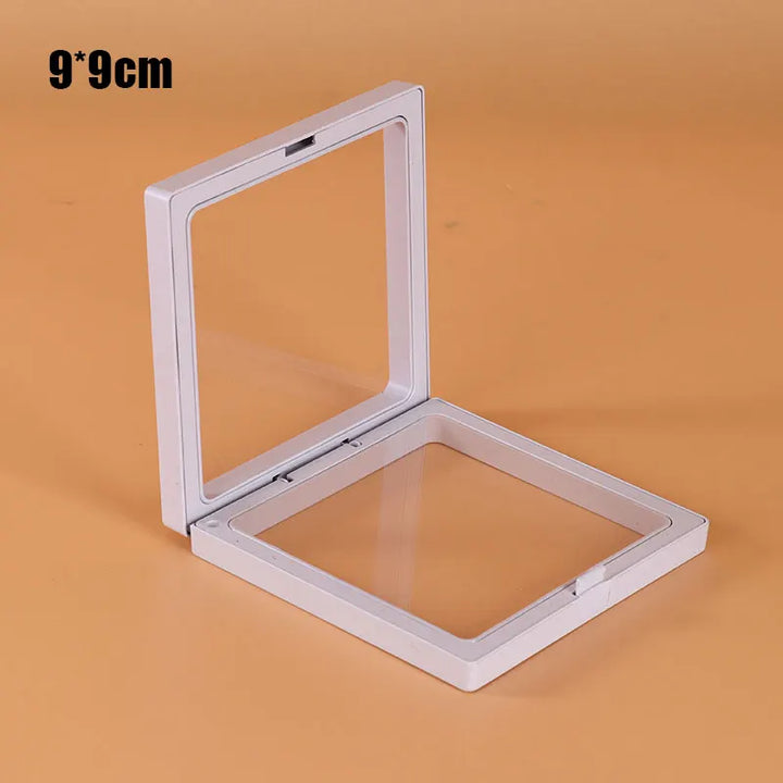 PE Membrane Transparent Jewelry Display Box Case Ring Necklace Bracelet Organized 3D Floating Square Frame Storage Collection