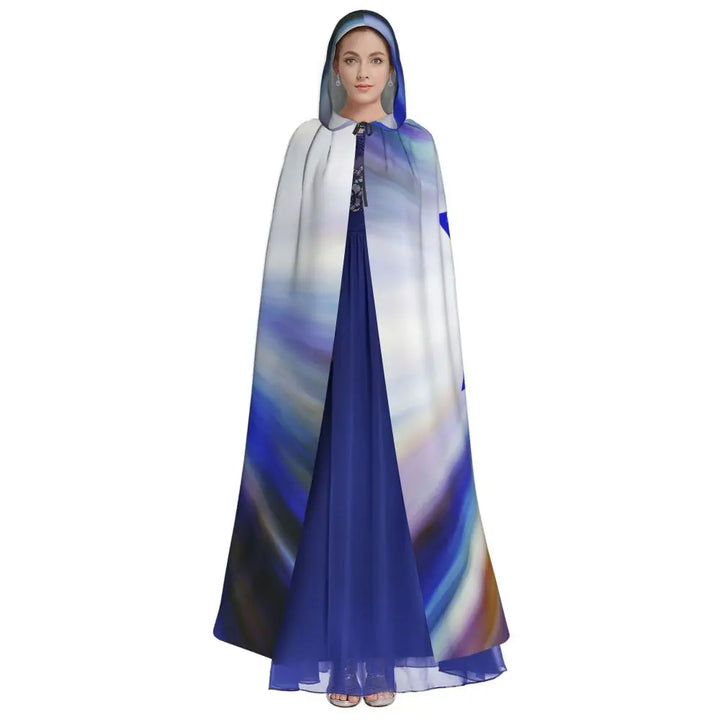 Israel Adult Cloak Cape Hooded Star Of David Blue Jewish 3D Medieval Costume Witch Wicca Vampire Elf Purim Carnival Party