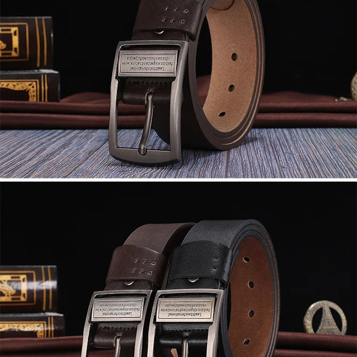 New Leather Cowhide Men's Belt Fashion Metal Alloy Pin Buckle Adult Luxury Brand Jeans Business Casual Waist Male Strap Brand